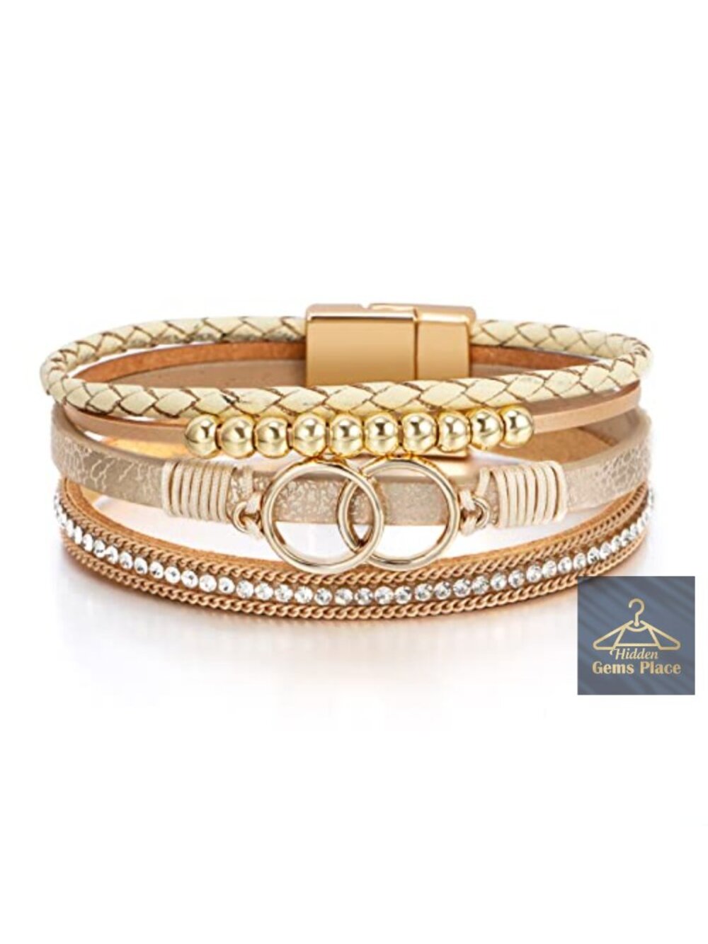 Leather Wrap Multi-Layer Pearl Crystal Bracelet Bangle Jewelry Boho